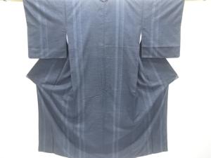 縞織り出し手織り紬着物